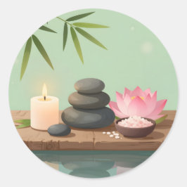 Ruhige Reflexion – Zen Landschaft Klassisch Rund Runder Aufkleber