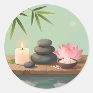 Ruhige Reflexion – Zen Landschaft Klassisch Rund Runder Aufkleber