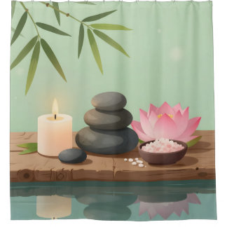 Ruhige Reflexion – Zen-Landschafts-Duschvorhang Duschvorhang