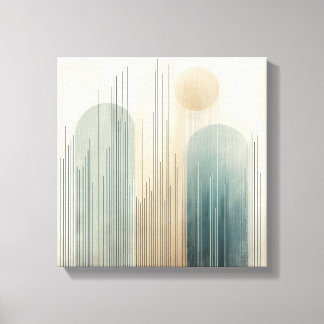 Ruhige Regenfall-Linien mit minimalen erdigen Blau Leinwanddruck