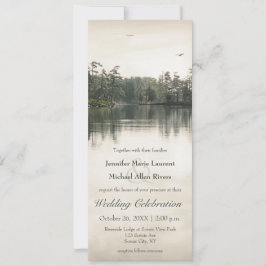 ruhige rustikale Seenreflexion schlanke Hochzeit Einladung