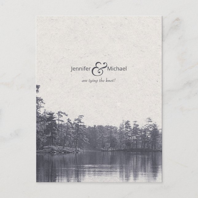 ruhige Seenlandschaft Vintages Foto blau Ankündigungspostkarte (Vorderseite)