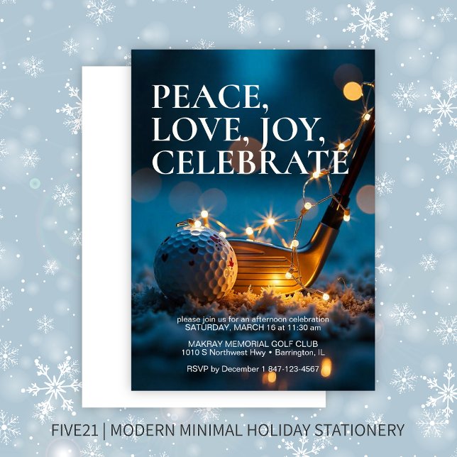 Ruhige Snowy Night Golf Weihnachtsfeier Einladung (Von Creator hochgeladen)