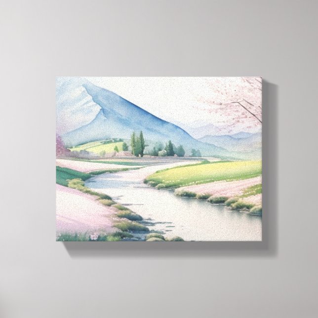 Ruhige Springtime Berglandschaft Leinwanddruck (Vorderseite)