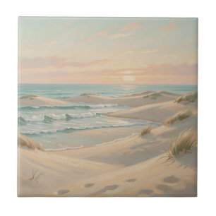 Ruhige Strand-Sonnenuntergang-Dünen Ozeanwellen Kü Fliese