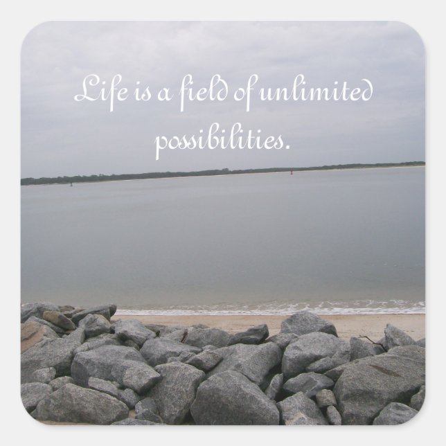 Ruhige Strandaufkleber Quadratischer Aufkleber (Vorderseite)