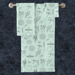 Ruhige Symbole: 3-teiliges Wellness-inspiriertes S Badhandtuch Set