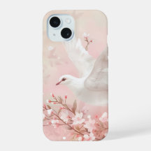 Ruhige Taube mit Blüten Wasserfarbe Handy Fall