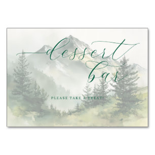 Ruhige Teal-Aquarell-Gebirgsszene Tischnummer