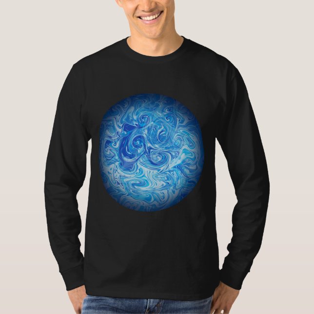 Ruhige Tide Fluid Art Langarm T-Shirt (Vorderseite)