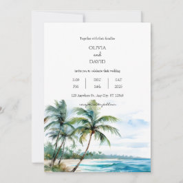 Ruhige Tropical Seascape Palm Beach Hochzeit Einladung