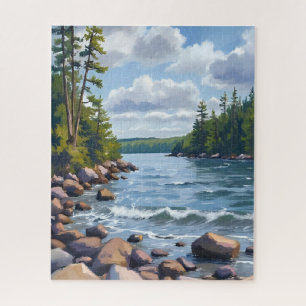 Ruhige Ufer-Wasserfarbenmalerei des Lake Tahoe Puzzle