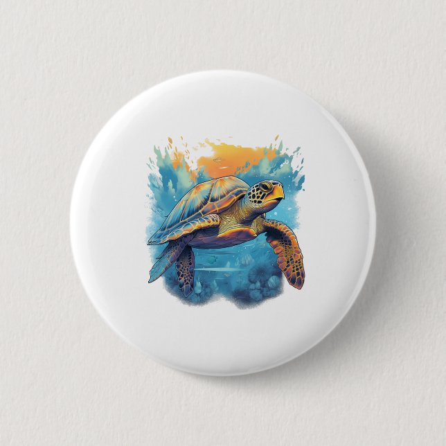 Ruhige Unterwasser-Schildkröte Kopie Button (Vorderseite)