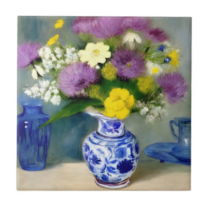 Ruhige Vase der Blume drucken Fliese