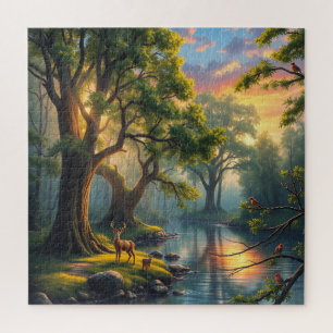 Ruhige Waldnähe bei Dawn Nature Artwork Puzzle