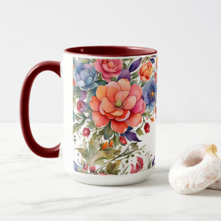 Ruhige Wasserfarben-Blumen-PD Zweifarbig Tasse