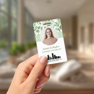Ruhige weiche grüne Grünpflanzen Runde ID-Foto-Log Ausweis