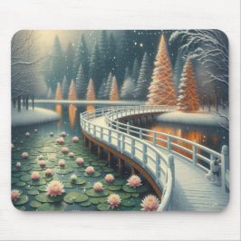 Ruhige Weihnachts-Winterszene auf einem dicken Com Mousepad