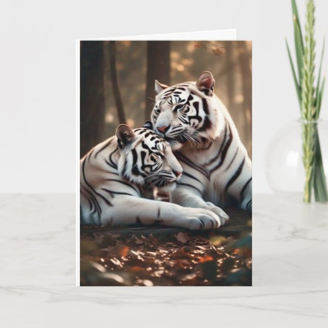 Ruhige weiße Tigerbegleiter Karte (Vorderseite)