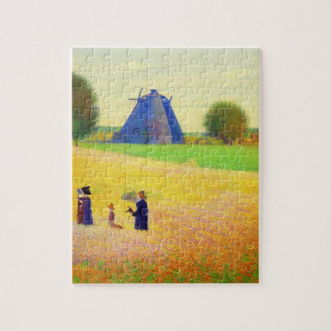 Ruhige Weizenfeld-Szene mit Windmühle Puzzle (Vertikal)