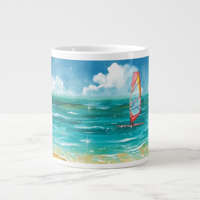 Ruhige Windsurf-Szene Jumbo-Tasse (Vorderseite)