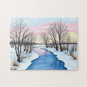 Ruhige Winterlandschaft Frozen River und Snowy Puzzle
