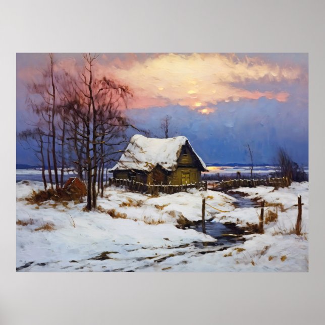 Ruhige Winterlandschaft: Reed Hut an der Ostsee Poster (Vorne)
