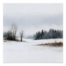 Ruhige winterliche Schneelandschaft Aquarell