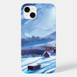 Ruhige Winternacht in einem schneebedeckten Dorf Case-Mate iPhone 14 Plus Hülle
