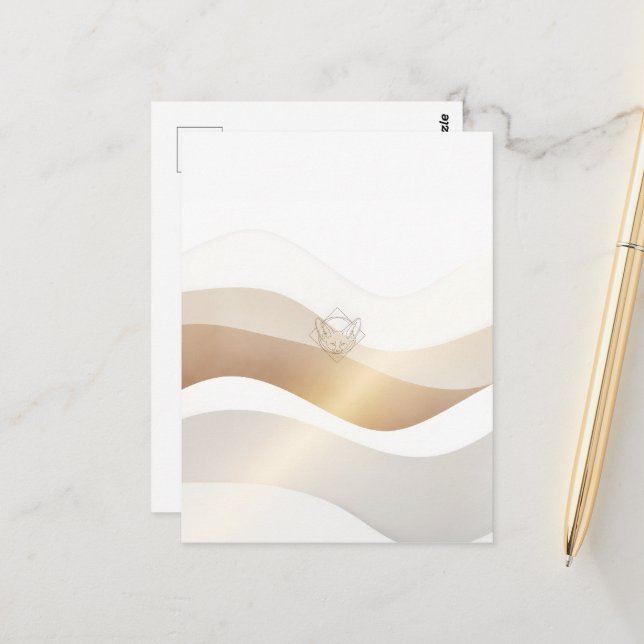 Ruhige Wüstenwellen mit Fennec Essence | Minimal S Postkarte (Vorderseite/Rückseite Beispiel)