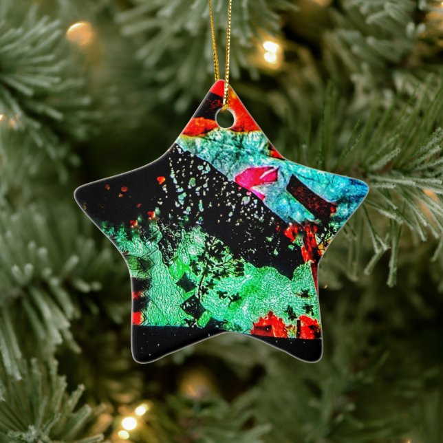 Ruhiger abstrakter Ornament-Stern, klare trockene  Keramik Ornament (Baum)