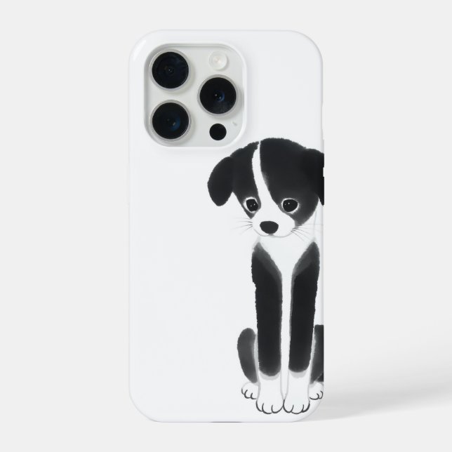 Ruhiger Begleiter – Zen-Tinten-Hündchen iPhone Hülle (Rückseite)