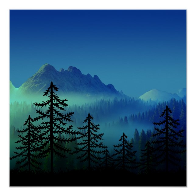 RUHIGER BERG MITTERNACHTSWALD  POSTER (Vorderseite)