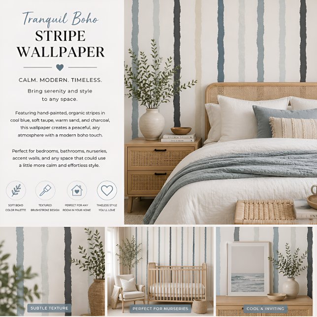 Ruhiger Boho-Streifen Tapete (Tranquil Boho Stripe Wallpaper
)