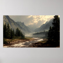 Ruhiger Fluss, der durch das Tal des Berghügels fl