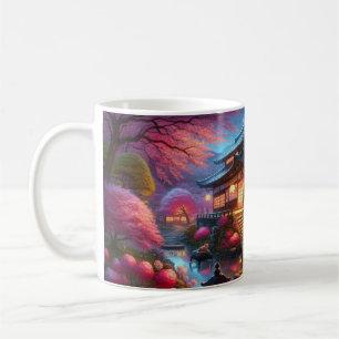 Ruhiger Frühling-Abend im japanischen Garten Kaffeetasse