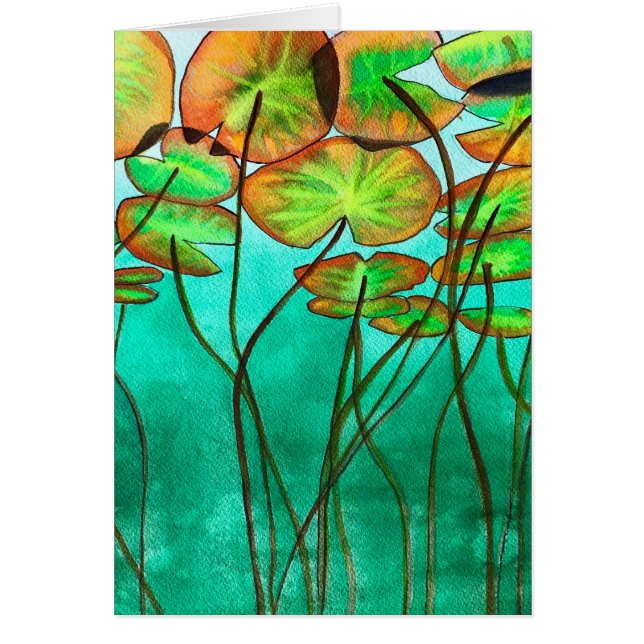 ruhiger grüner Teich mit Lilypaden (Vorne)