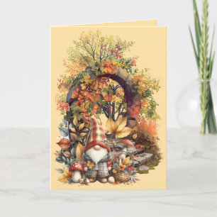 Ruhiger Herbstgarten mit Gnome Karte