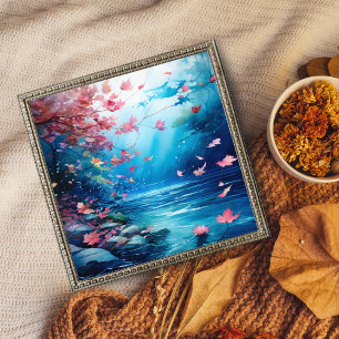 Ruhiger Herbstspaziergang am Fluss Fotodruck