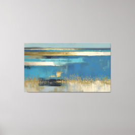 Ruhiger Horizont in Gold und Blau Leinwanddruck