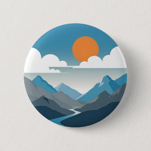 Ruhiger Horizont   Minimale Berglandschaftskunst Button