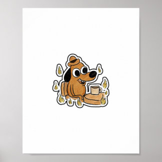 Ruhiger Hund in Flammen Poster