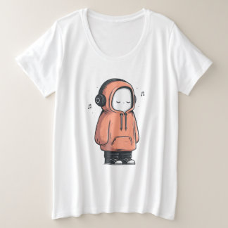 Ruhiger Introvertierter – Gemütliche Hoodie-Cartoo Große Größe T-Shirt