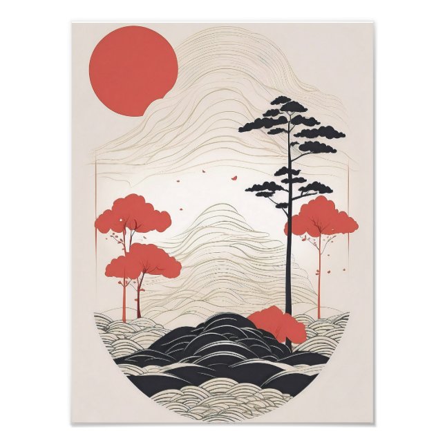 Ruhiger japanischer Garten mit Koi Pond Fotodruck (Vorne)