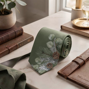 Ruhiger Luxus Salbeigrün Botanisches Monogramm Brä Krawatte