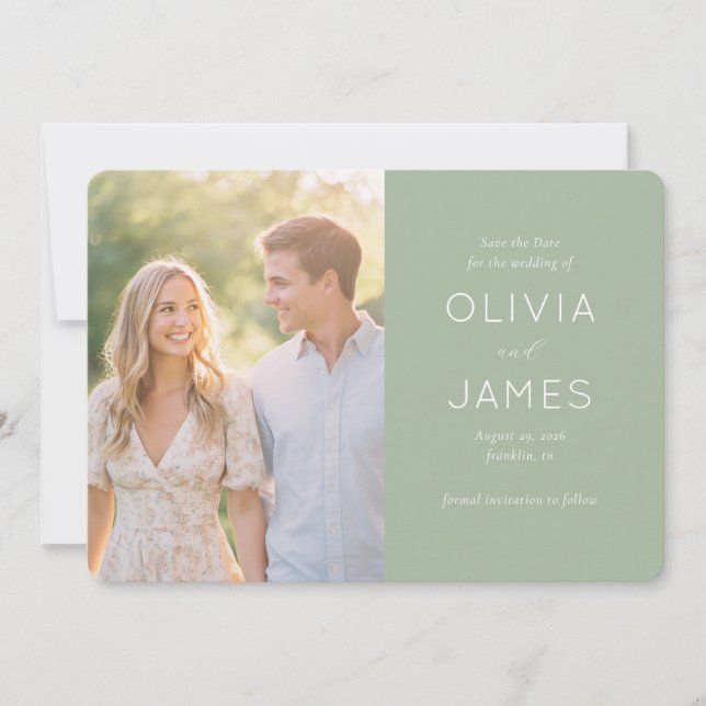 Ruhiger Minimalistischer Foto-Weise Save The Date (Vorderseite)