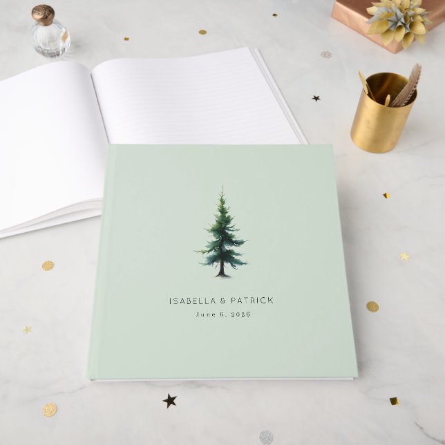 Ruhiger Minz Immergrüner Baum Gästebuch (Vorderseite offen)