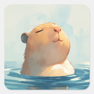 Ruhiger Moment des Capybaras Quadratischer Aufkleber