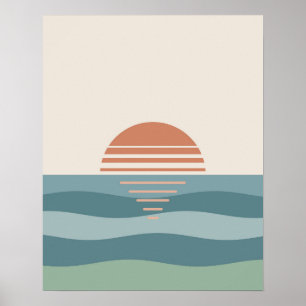 Ruhiger Retro-Sonnenuntergang Pastell Modern Poster
