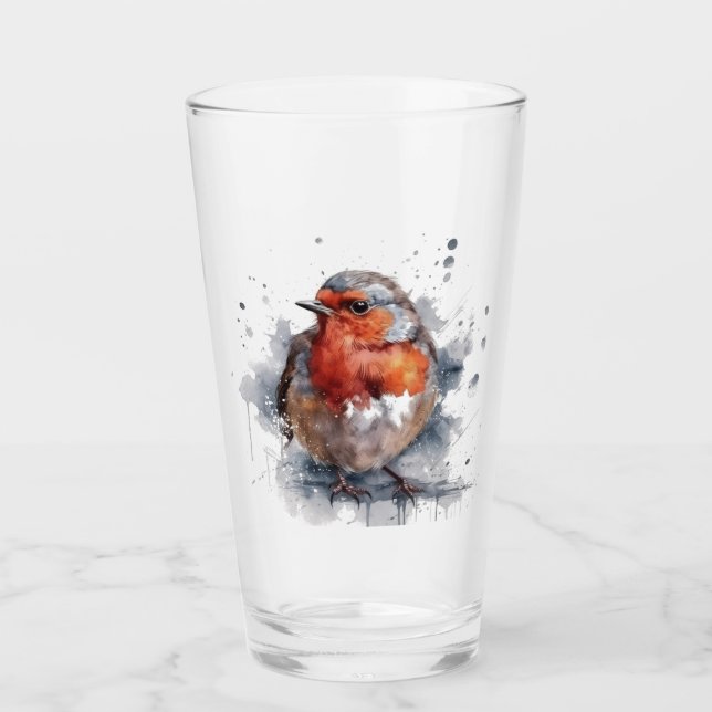 Ruhiger Rotkehlchen Glas (Vorderseite)